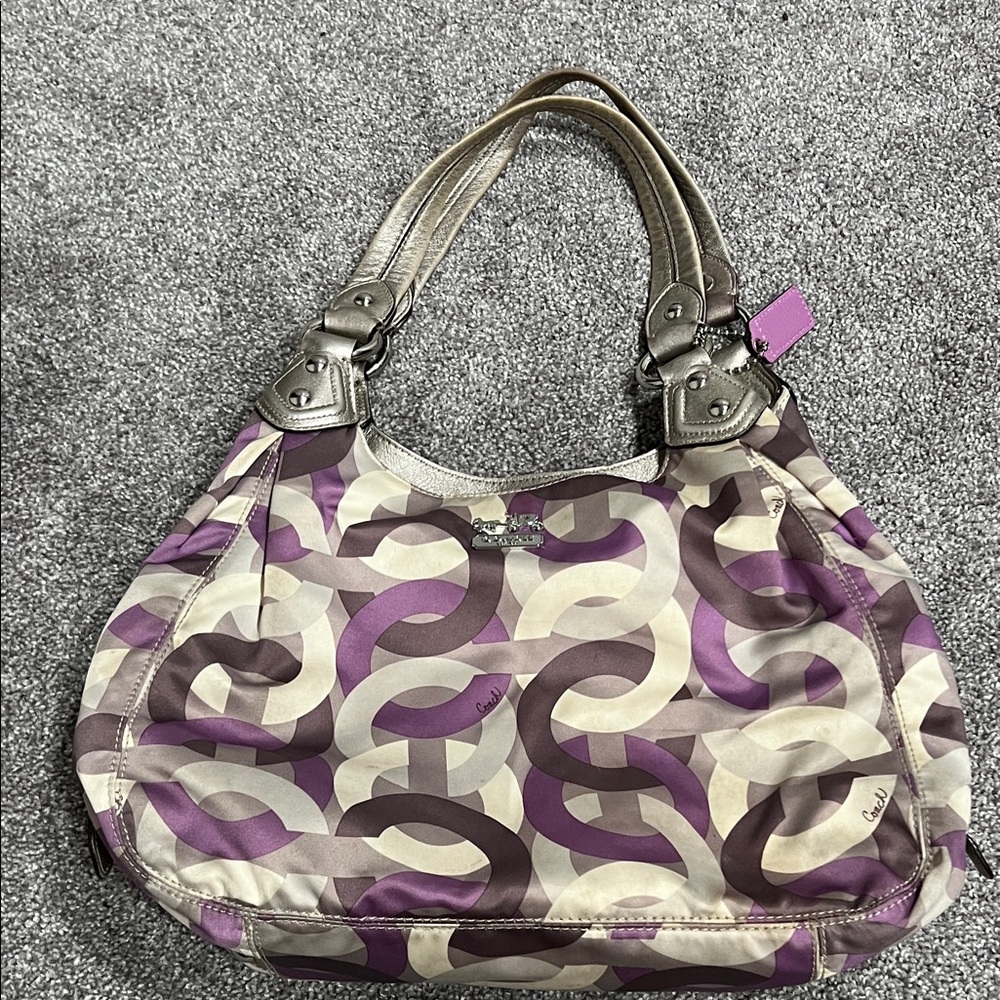 Coach Y2K Vibes Bag with Purple and Cream Design Women's